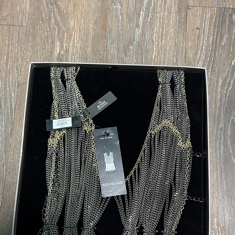 BCBGMaxAzria Silver and Gold Chain Top